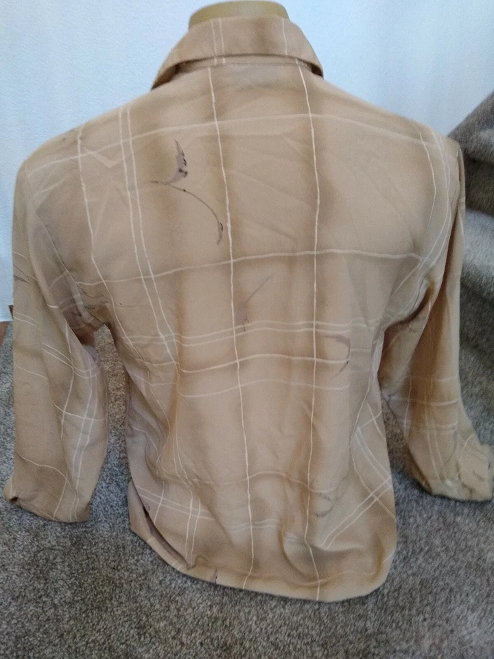 Camisa De Colección Monzini Marrón Disco Con Botones Para Hombre Mediana Foto 3 de 4