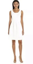 Nine West Sleeveless Textured Dress Fit & Flare Ivory 10 $89