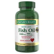 Nature's Bounty Fish Oil 1400 mg 130 Coated Softgels 980 mg of Omega-3