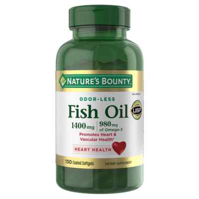 Nature's Bounty Fish Oil 1400 mg 130 Coated Softgels 980 mg of Omega-3