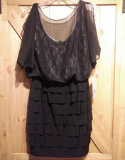 London Times Dress Womens 10 Black Lace Layered Cocktail Dress NWT MSRP $98