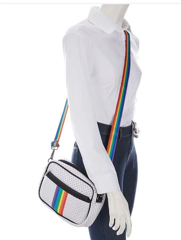 Buy Rainbow Colorful Striped Leather Crossbody Bag Purse Online | ShopMucho