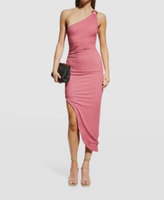 navy blue dress for baby girl Asymmetric ruched organza midi dress in pink - Victoria Beckham