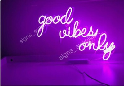 US STOCK 14'' Good Vibes Only Purple Acrylic Neon Sign Light Lamp Bar Decor Beer