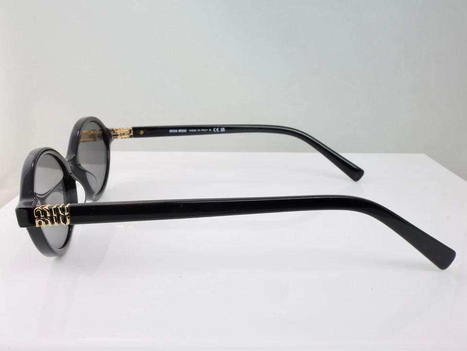 Miu Miu SMU04ZS 50mm Regard Oval Sunglasses in Black with Gray Lenses - Image 4 of 4