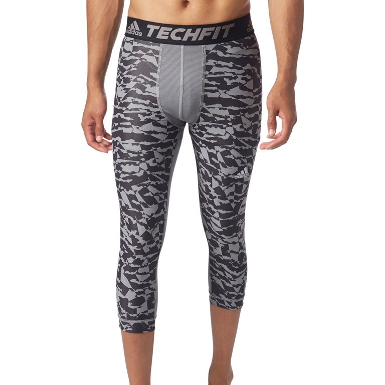 Medias Adidas Techfit Chill para hombre para correr/fitness/yoga estampado de 3 cuartos (CD2469)