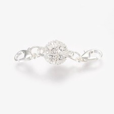 Rhinestone Magnetic Clasp Silver Lobster Claw Jewelry Making Supplies 40mm