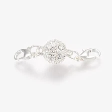 Rhinestone Magnetic Clasp Silver Lobster Claw Jewelry Making Supplies 40mm