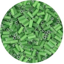 Czech Glass Bugle Beads Size 2 Satin Green
