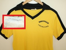 Eddyville Cheerleader vintage shirt yellow black 70s 80s v-neck collared Iowa