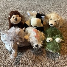 Ganz Webkinz Lot X6 Cow Frog Monkey Elephant White Terrier  Golden Dog No Code