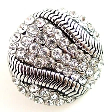 Snap Jewelry Rhinestone Crystal Baseball Sports 18-20mm Charm Fits Ginger Snaps 