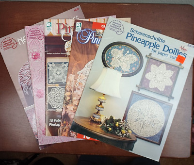 Pineapple Crochet Doilies & Table Toppers Pattern Books Crafts Lot of 5 CLF3