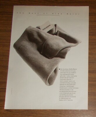 Rare Advertising Vintage AIDA BARNI Cashmere Two Ply Knitwear 1990