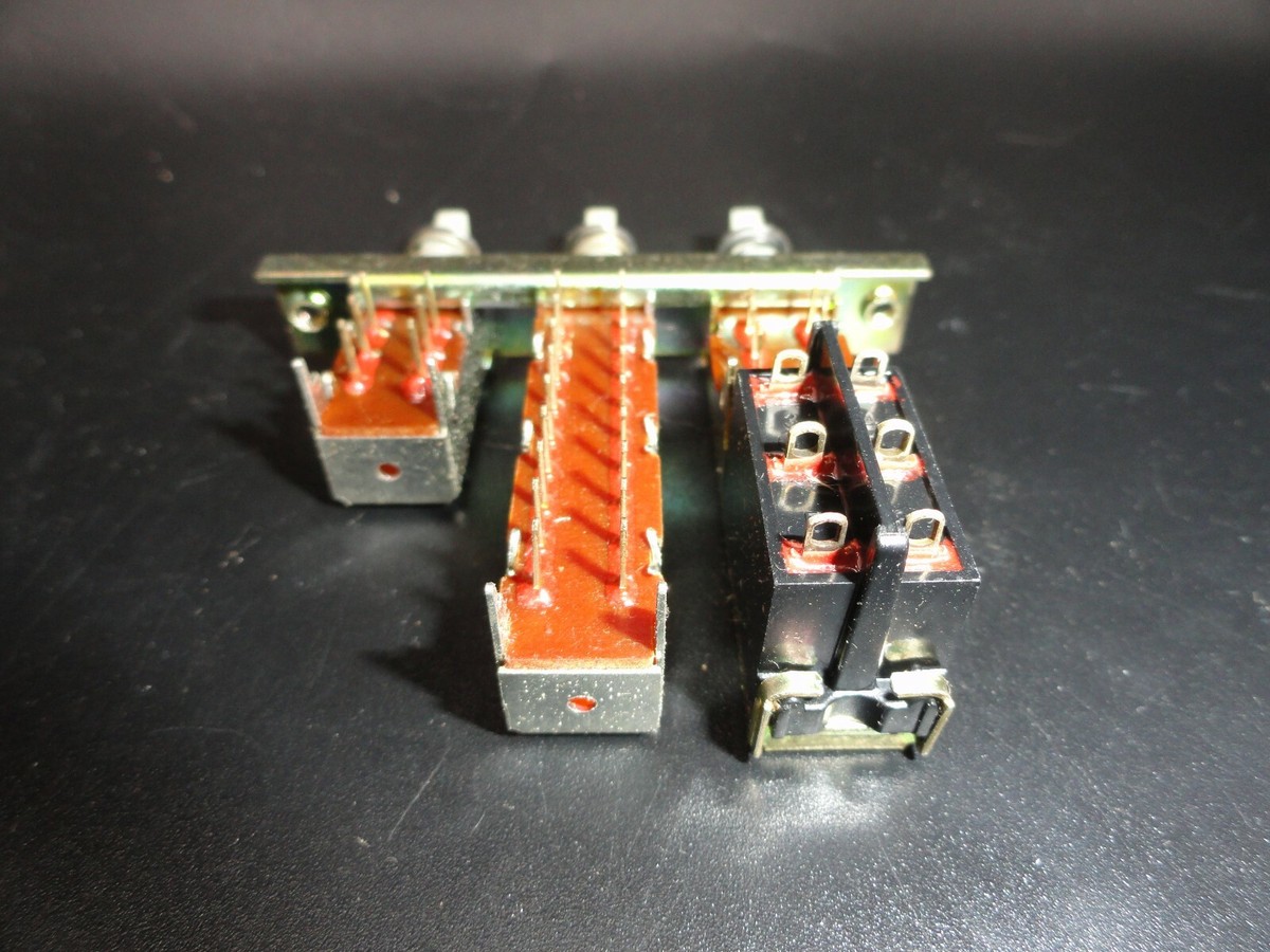 NOS 3 Gang Radio Selector style Switch, 3 push button array (Lot
