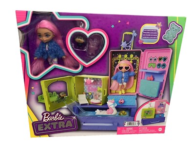 Barbie Extra Weekend Pink Pets/Minis Playset w/ Exclusive Doll, 2 Pups & Access.