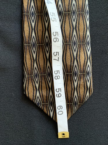 Innocenti Tom James Silk Long Neck Tie Brown & Silver Diamond Vintage Gold Label - Picture 5 of 8