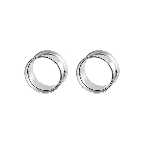 Paire de boucles d'oreilles en acier chirurgical PVD argent double évasement boucles d'oreilles jauges bouchons - Photo 84/108