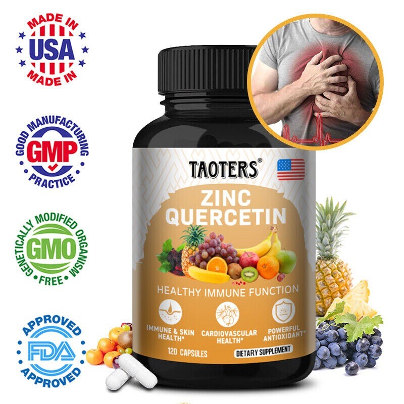 Zinc + Quercetina 1000mg Suplemento 120 Cápsulas Veganas Antioxidante Apoyo I...