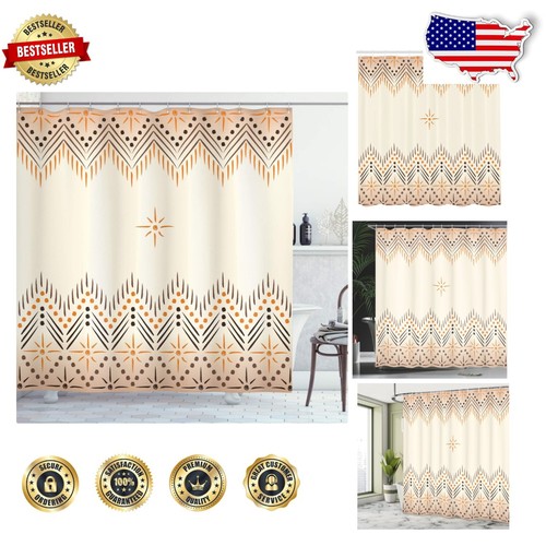 Vintage Aztec Geometric Shower Curtain 69"x84" - Artistic Fabric Bathroom Set