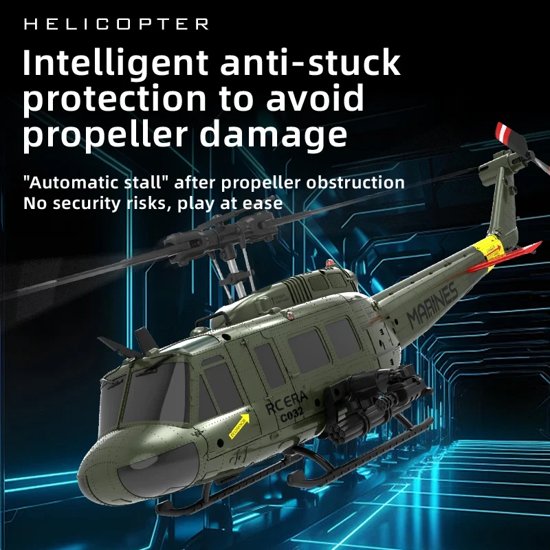 C032 Uh-1 Huey Simulation 3D 6 Way Aileron Free Reverse Flying Stunt Helicopter - Image 3 of 4