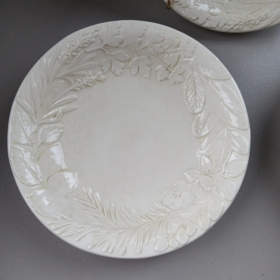 3 cuencos de pasta Williams Sonoma 9” patrón “hierba” lavado verde retirado Italia país Foto 2 de 4