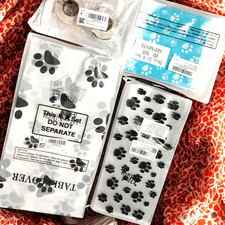 ALL NIP Paw Print Tablecloth Treat "Thank You" Stickers Party Supplies Bundle