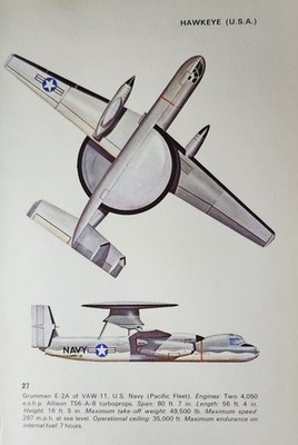 Grumman E-2 E 2 Hawkeye Picture Out of Print Aviation Info Sheet Decor Article 