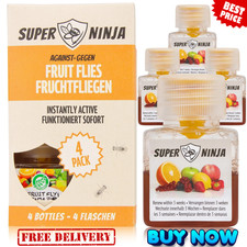 Super Ninja Fruit Fly Trap 4 pack Highly Effective Fruit Fly Killer for Home Uk