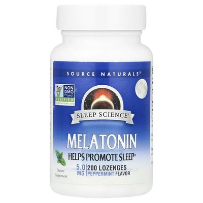 2 X Source Naturals, Melatonin, Peppermint, 5 mg, 200 Lozenges