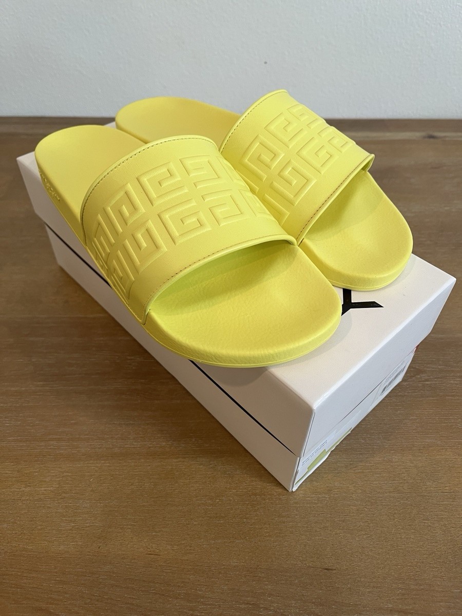 Givenchy Yellow Fluo Slide 4G Sandals Givenchy Logo Label Slide Sandals | Neiman Marcus main image 3