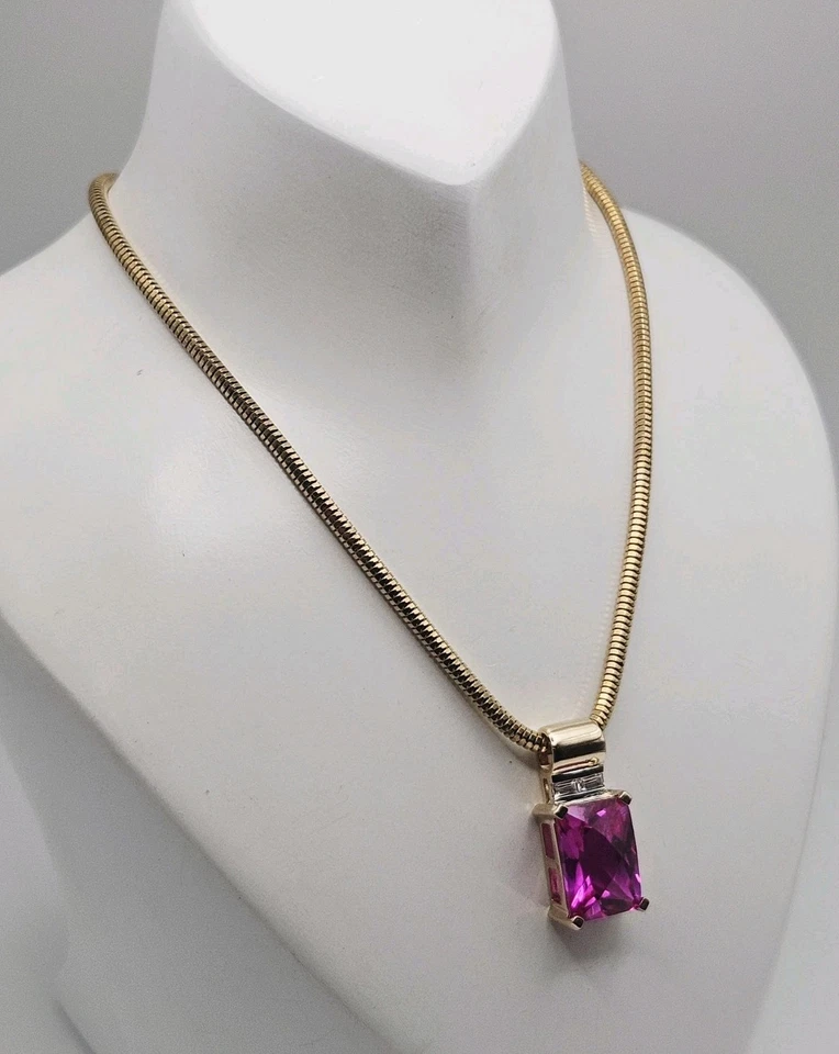 Colgante Ross Simons Plata de Ley Vermeil 10.32ct Zafiro Rosa y Blanco... Foto 4 de 4