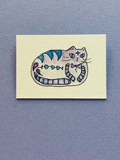 Original ACEO Mixed Media Art Card Lucky Puddle Cat