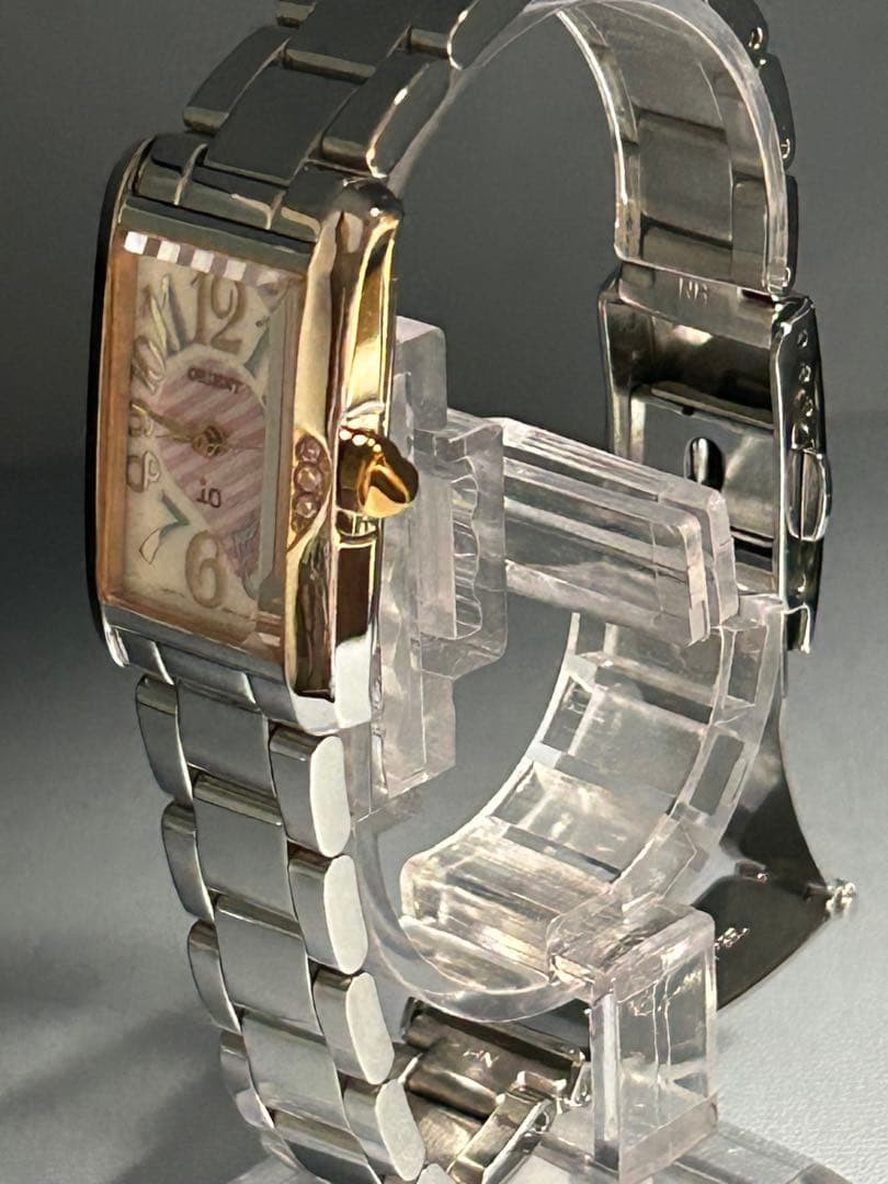 ORIENT io Rectangular Watch Silver Pink Gold Dial… - image 4