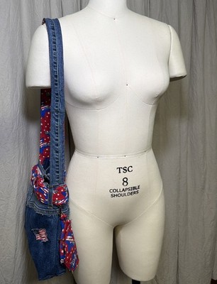HANDMADE FOURTH OF JULY PURSE FLOWERS & STRIPES-ONE OF A KIND-FULLY LINED W ZIPS