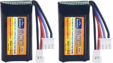 Fytoo 2PCS 7.4V 600mAh 35C 2S Lipo Battery with Molex Plug for FMS FCX24 RC... 