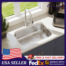 Quikore 27 Inch Undermount Single Bowl 18 Gauge Stainless Steel Brushed Sink