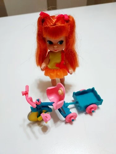 Vintage 1967 Mattel Liddle Kiddle Skediddle Tracy Trikediddle Tricycle & Wagon
