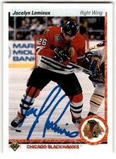 Jocelyn Lemieux 1990-91 Upper Deck Rookie Auto #544 IN PERSON Chicago Blackhawks