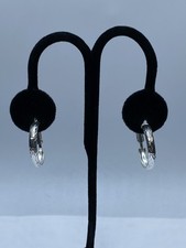 FAS Sterling Silver 1" Groove Design Hoop Earrings 2.0g
