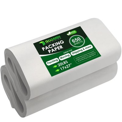Newsprint Packing Paper   640 Sheets, Large 27'' x 17'' Unprinted Packing Pa