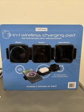 Mycharge 3-In-1 Wireless Charging Pad iPhone AirPods Apple Watches USB C - New
