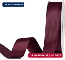 Solid Grosgrain Ribbon Roll - 1 Inch 25 Yards for Gift Wrapping Ribbons, Burgund