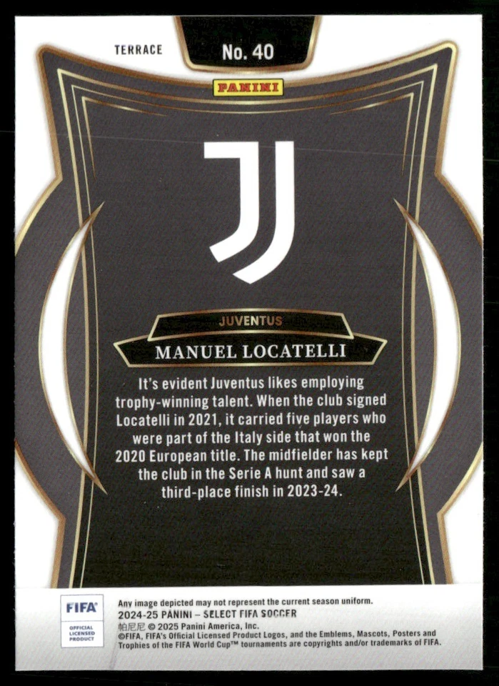 2024 PANINI SELECT FIFA MANUEL LOCATELLI JUVENTUS #40 - Image 2 of 2