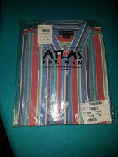 Gestreiftes Krepp-Hemd Atlas for Men, Rot-Blau-Weiß Gr.XL Neu OVP