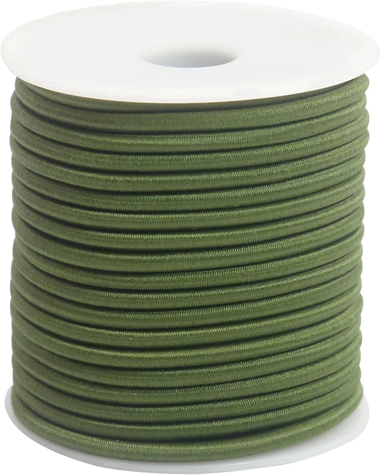 Cuerda elástica verde oliva de 1/8 pulgada para coser 55 pies 3 mm redonda elástica Ro... Foto 3 de 4