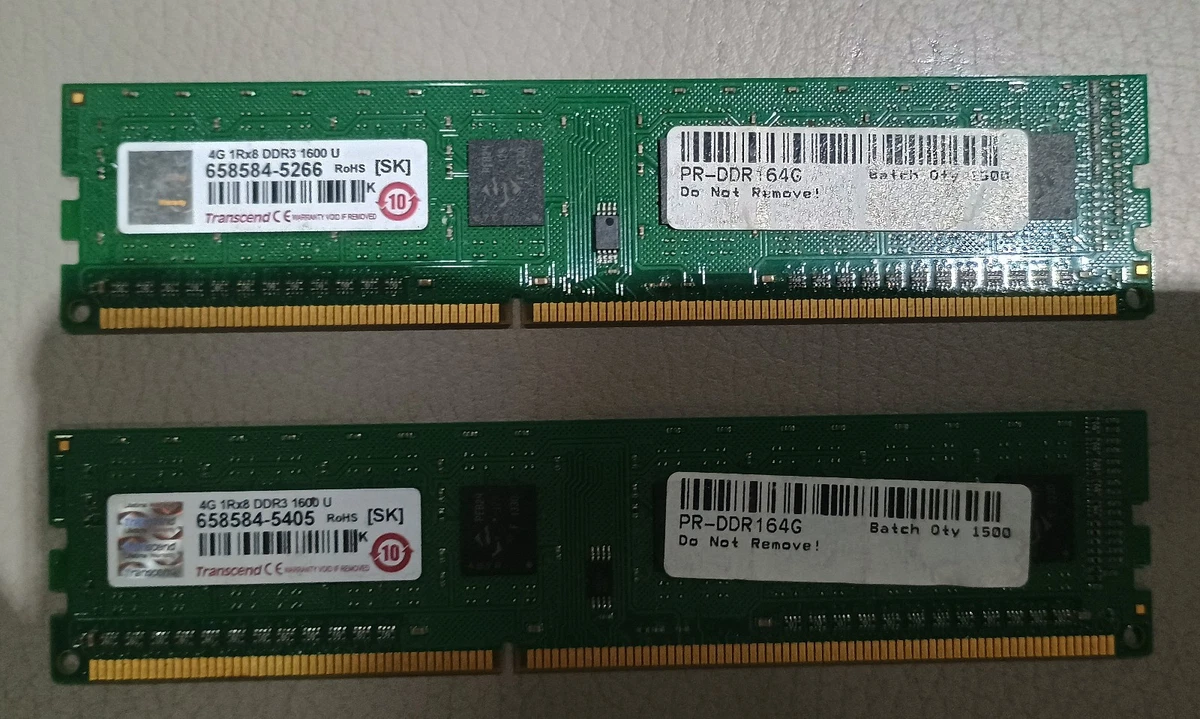 Barrette De RAM Transcend 4 Go DDR3 1600 MHz - PC3-12800U, DIMM, Testée Et Fonctionnelle