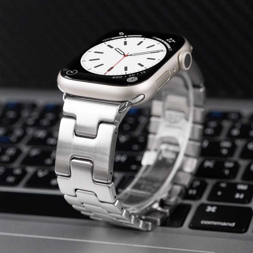 Correa de reloj Grand H satinada 42/46/49 mm para Apple Watch Hermes Ultra y billetera Foto 2 de 4