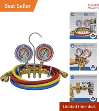Heavy Duty Brass Manifold Gauge Set for R410a R22 R404A HVAC Refrigeration
