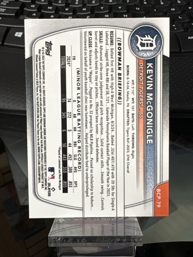Kevin McGonigle 2025 1st Bowman cromo mini refractor de diamante (QUC024801) - Imagen 2 de 2